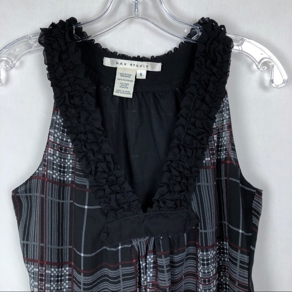 Max Studio Plaid Ruffle Blouse - Picture 3 of 6